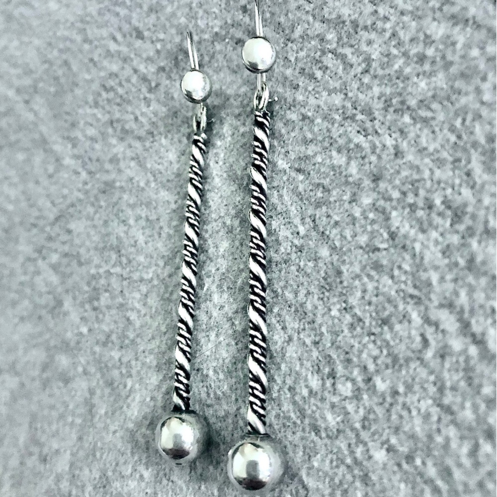 Sterling Silver Long Drop Dangle Bar Earrings Women Handcrafted Handmade Jewelry